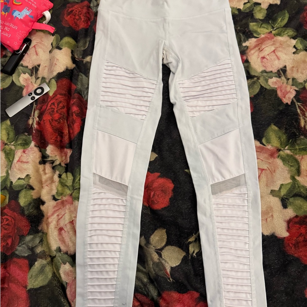 Alo Women's White High-Waisted Moto leggings